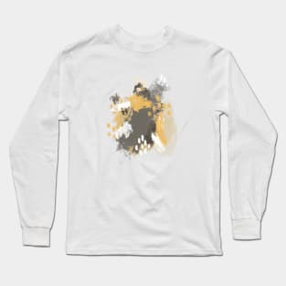 Painterly Brush Strokes in Mustard + Grey Long Sleeve T-Shirt